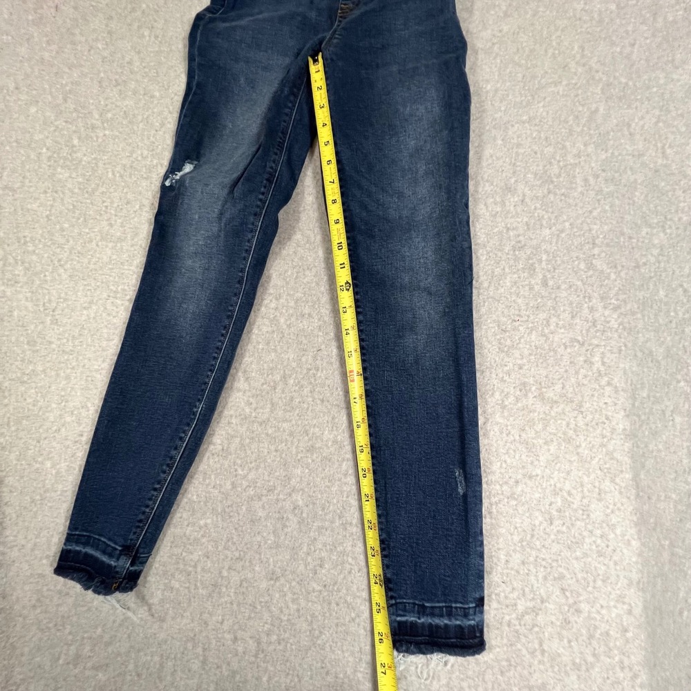 Spanx Womens‎ S Ankle Skinny Jeans Dark Blue Wash Distressed Raw Hem Small - Picture 5 of 9
